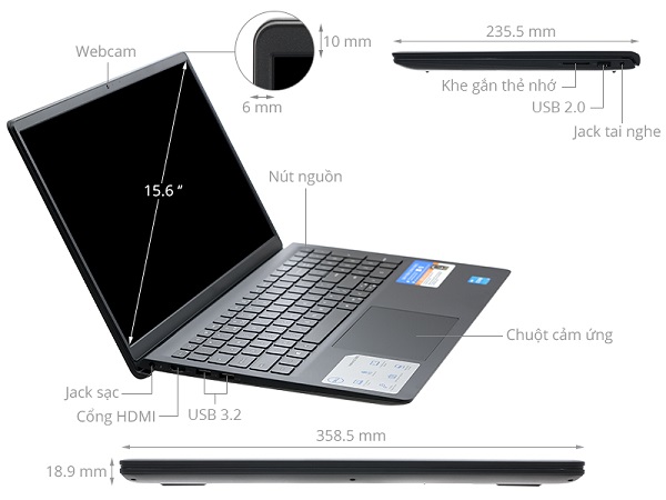 Laptop DELL INSPIRON 3511 (P112F001CBL) (Đen)
