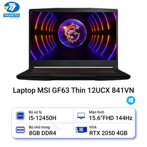 Laptop MSI Gaming GF63 12UCX-841VN (Black)