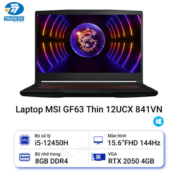 Laptop MSI Gaming GF63 12UCX-841VN (Black)